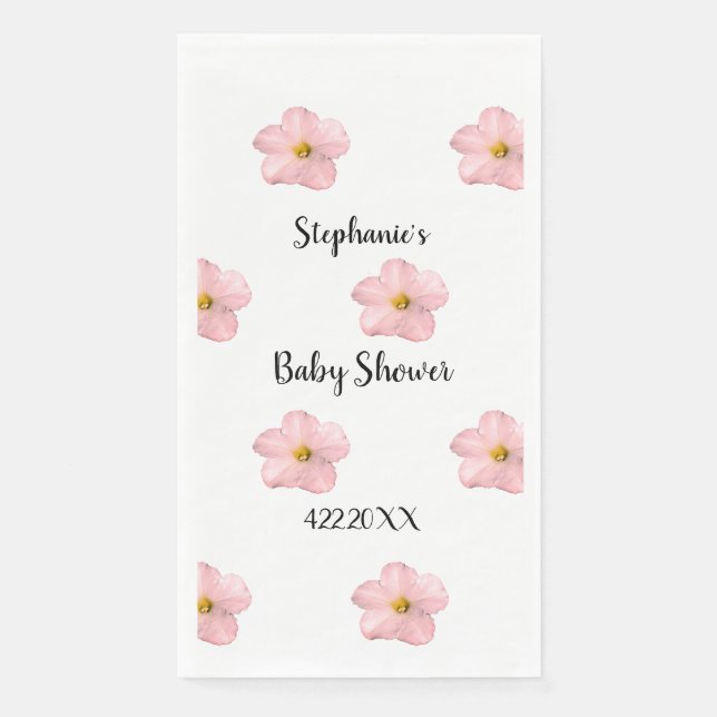 Pink Floral Baby Shower Petunia Pattern Artsy Cute Napkin (Front)