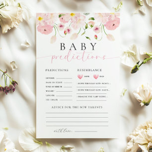 Pink Floral Baby Shower Prediction Advice Game