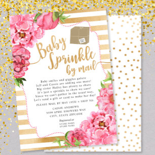 Pink Floral Baby Sprinkle by mail baby shower Invitation
