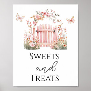 Pink Floral Baby Sweets and Treats Party Sign