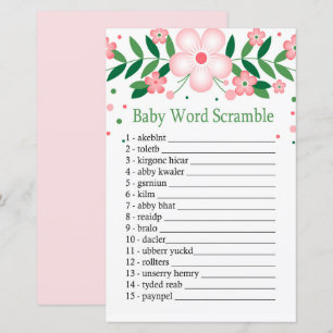 Pink Floral Baby word scramble game