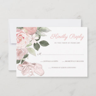Pink Floral Ballet Bat Mitzvah RSVP Card
