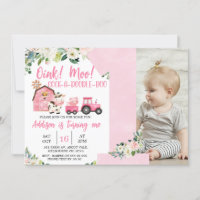 Pink Floral Barn Tractor Farm 1st Birthday