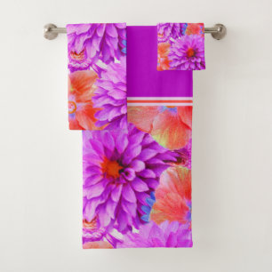 Pink Floral Bath Towel Set