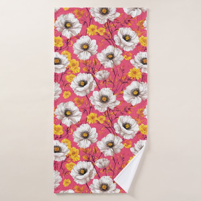 🌸 Pink Floral Bathroom Refresh For Daily Use Bath Towel (Bath Towel)