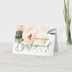 Pink Floral Be My Bridesmaid Proposal Wedding Card
