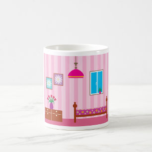 Pink Floral Bedroom Kids Room Coffee Mug