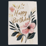Pink Floral Best Friends Photo Birthday Medium Gift Bag<br><div class="desc">Pink Floral Best Friends Photo Birthday Medium Gift Bag</div>