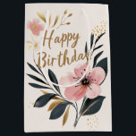 Pink Floral Best Friends Photo Birthday Medium Gift Bag<br><div class="desc">Pink Floral Best Friends Photo Birthday Medium Gift Bag</div>