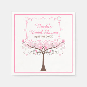 Pink Floral Bird Bridal Shower Napkin