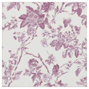 Pink Floral Bird Toile Pattern Fabric