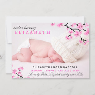 Pink Floral Birth Announcement