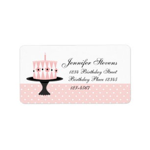 Pink Floral Birthday Cake Label