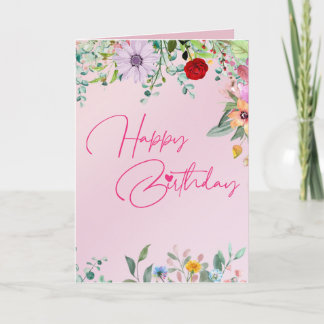 Pink Floral Birthday Card for Her