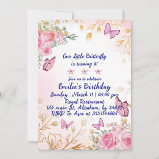 Pink Floral Birthday Invitation: Perfect for Holiday Card