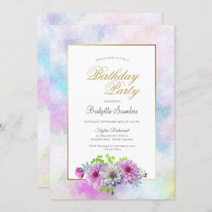 Pink Floral Birthday Party  Invitation