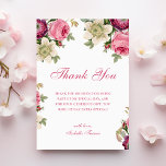 Pink Floral | Birthday Thank You Card<br><div class="desc">Say thank you in style with our customisable pink floral thank you cards for a birthday! These cards feature a beautiful floral design with a touch of pink, sure to impress any recipient. With the ability to customise the cards with your own message and personal touch, you can show your...</div>