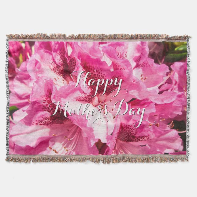 Pink Floral Bliss - Personalized Mother's Day Throw Blanket (Front)
