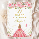 Pink Floral Blonde Hair Girl Happy Birthday Card<br><div class="desc">This elegant and glamourous birthday card can be personalised with a name or title such as daughter, granddaughter, niece, friend etc. The design features a beautiful princess with blonde hair and fair skin in a pink ball gown. The text combines handwritten script and modern sans serif fonts for a classy...</div>