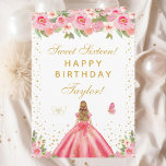 Pink Floral Blonde Hair Girl Sweet Sixteen Card<br><div class="desc">This elegant and glamourous sweet sixteen birthday card can be personalised with a name or title such as daughter, granddaughter, niece, friend etc. The design features a beautiful princess with blonde hair and fair skin in a pink ball gown. The text combines handwritten script and modern sans serif fonts for...</div>