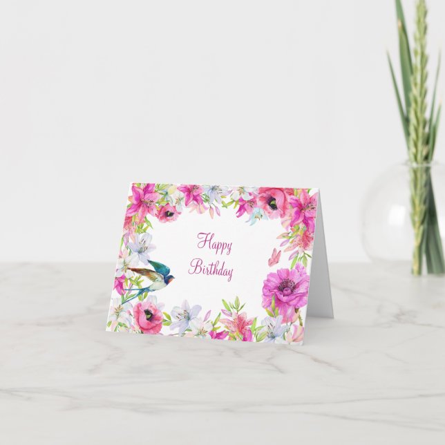 Pink floral bloom artistic  card (Front)