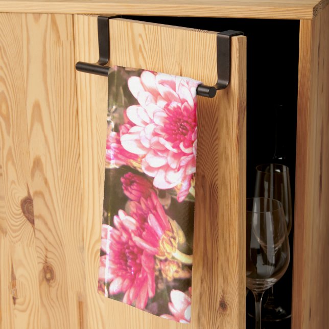 Pink Floral Bloom Pattern – Soft Botanical Design Tea Towel (Thirds Fold)