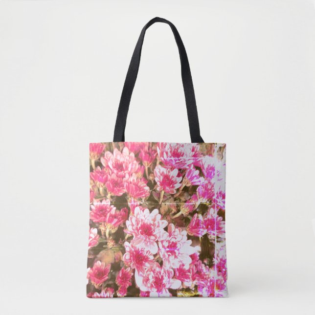 Pink Floral Bloom Pattern – Soft Botanical Design Tote Bag (Front)