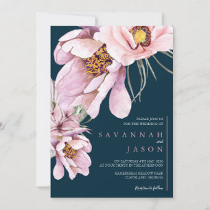 Pink Floral Bloom Sunflower Wedding Invite