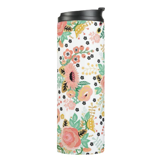 Pink Floral Bloom Thermal Tumbler (Rotated Left)