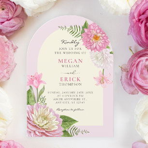 Pink floral bloom wedding invitation