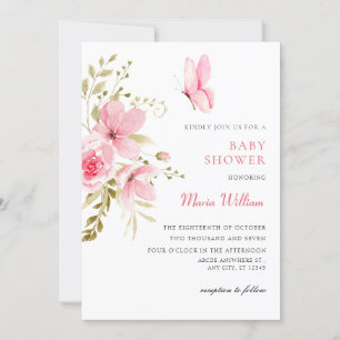 Pink Floral blossom baby shower Invitation