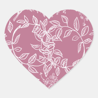 Pink floral blossom pattern heart sticker
