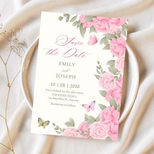 Pink floral blossom wedding  save the date (Creator Uploaded)