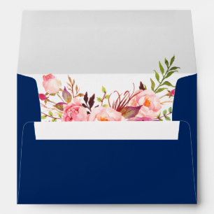 Pink Floral Blue Envelope