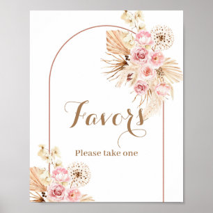 Pink Floral Boho Arch Pampas Grass Favour Sign
