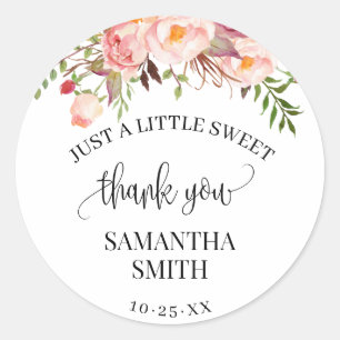 Pink Floral Boho Chic Baby Shower Party Favour Classic Round Sticker