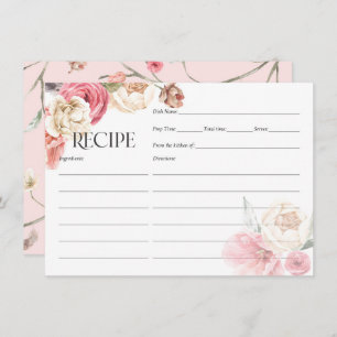  pink floral boho chic bridal shower recipe cards