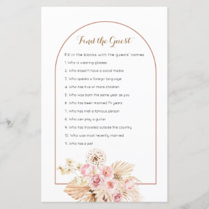 Pink Floral Boho Pampas Grass Find the Guest game