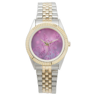Pink Floral Bokeh Little Flowers Wrist Watch