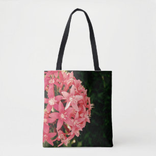 Pink floral bokeh tote bag