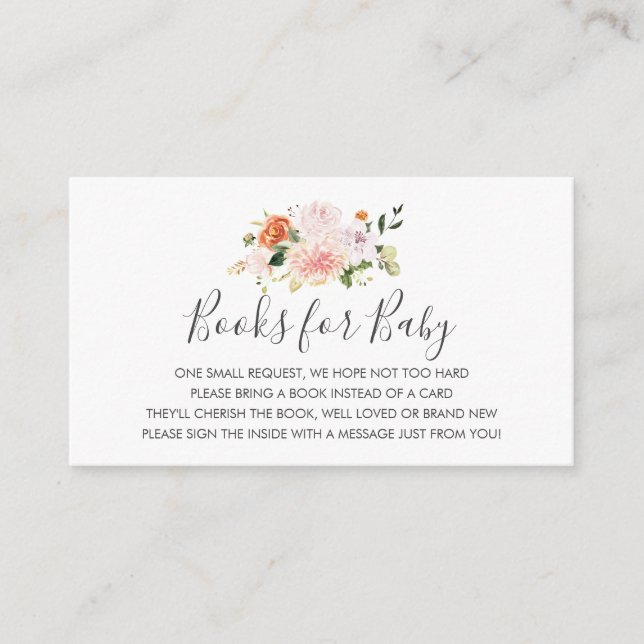 Pink Floral Book Request Baby Shower insert card (Front)
