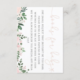 Pink Floral Books for Baby Card Baby Shower