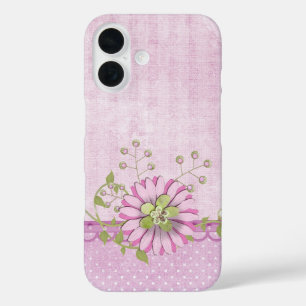 Pink Floral Border iPhone 16 Case