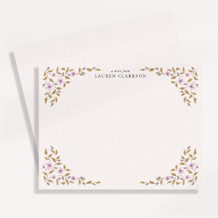 Pink Floral Border Note Card