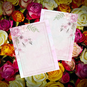 Pink Floral Bordered Scrapbook Paper