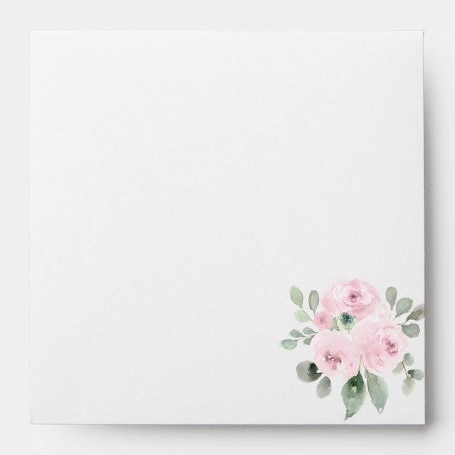 Pink Floral Botanical Square Envelope (Front)
