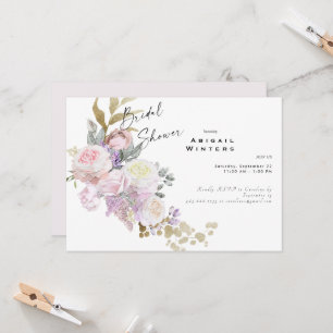 Pink Floral Bouquet Bridal Shower Invitation