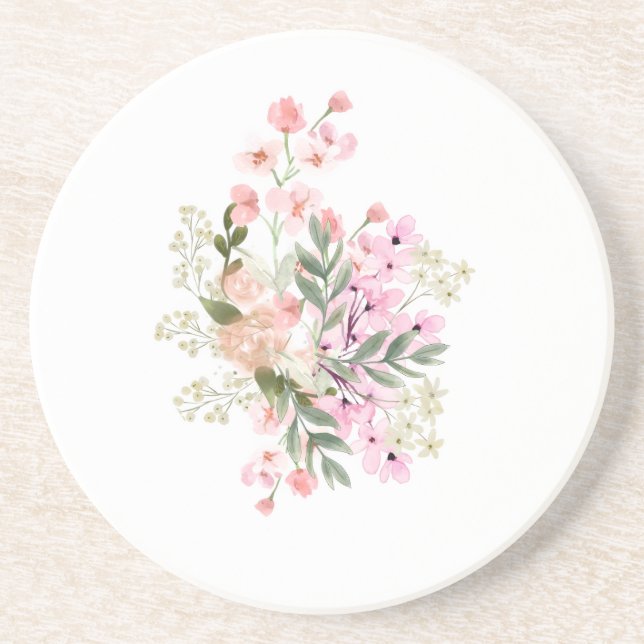 Pink Floral Bouquet Coaster (Front)
