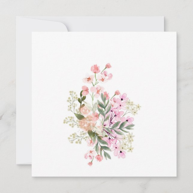 Pink Floral Bouquet Invitation (Front)