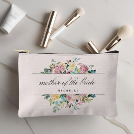 Pink Floral Bouquet Mother of the Bride Gift Accessory Pouch